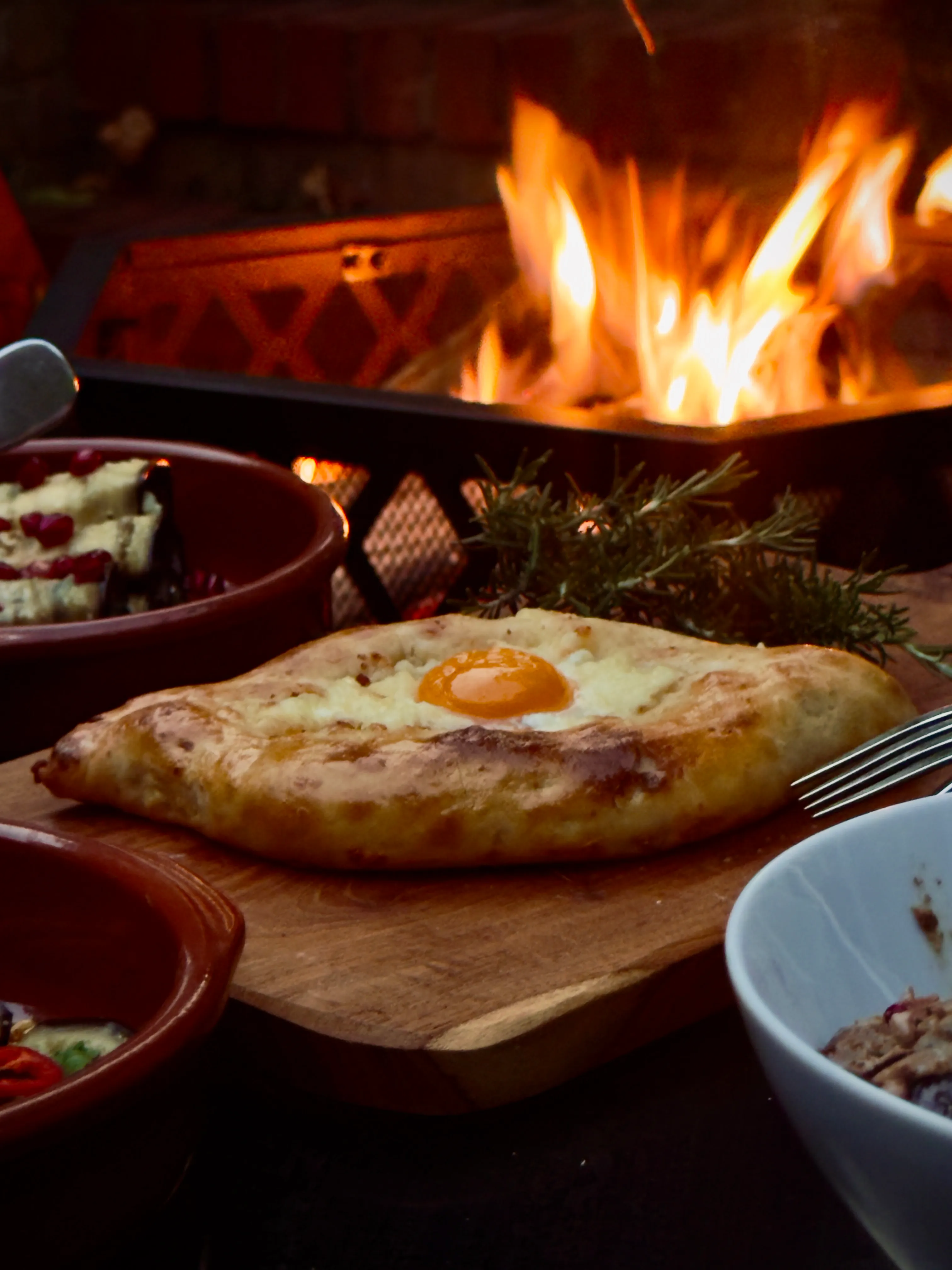 Khachapuri ready to eat in London with lots of cheese